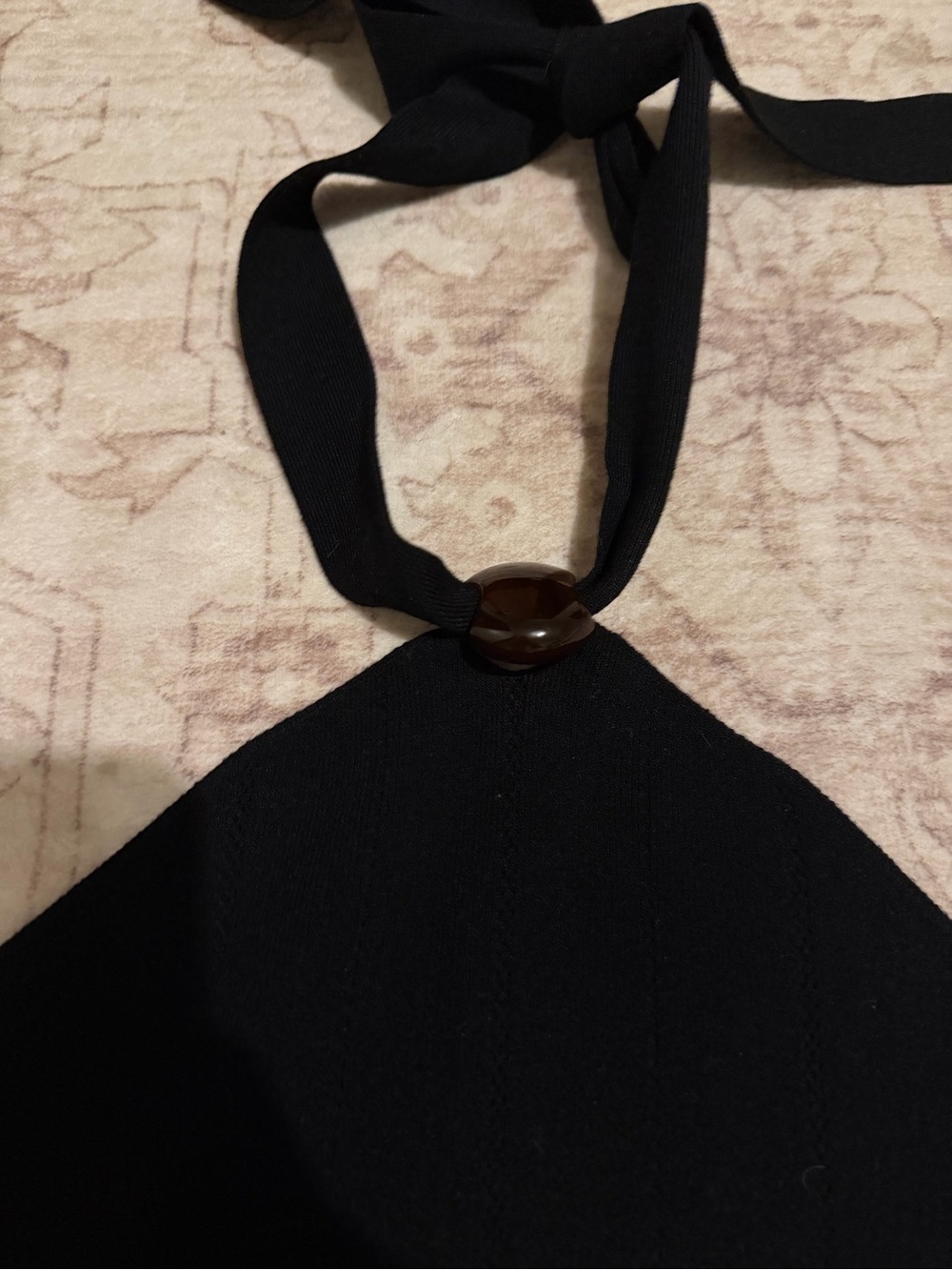 Sézane Luce top in black halter top with brown stone accent - Picture 5 of 7